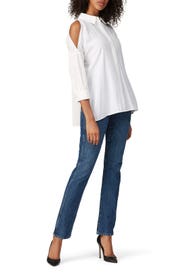White Cold Shoulder Button Down by KF/KaufmanFranco x RTR