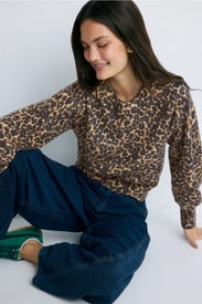 Alma Cheetah Crewneck Sweater by Marine Layer