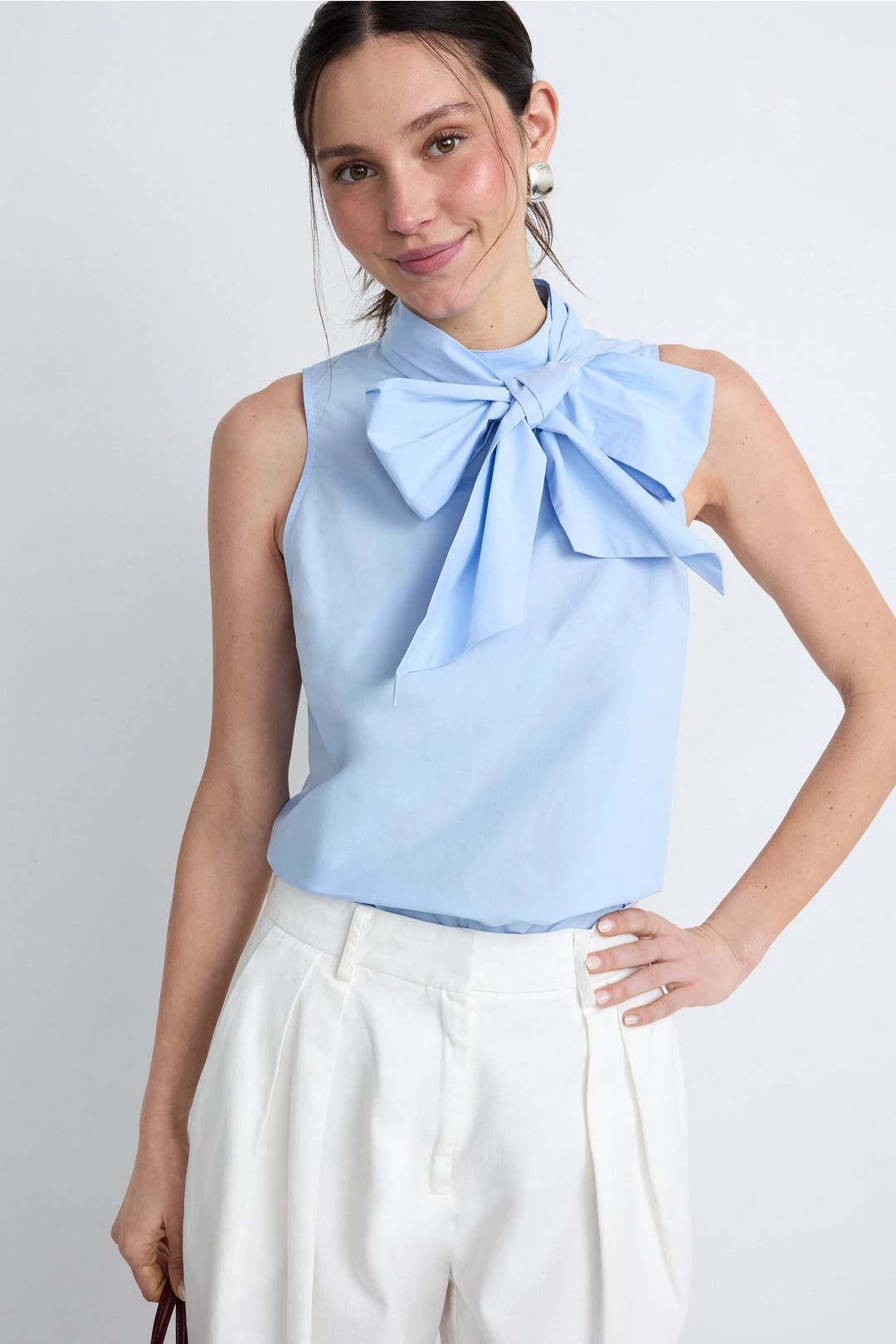 Sleeveless Poplin Tie Neck Top by Adam Lippes x RTR | Rent the Runway