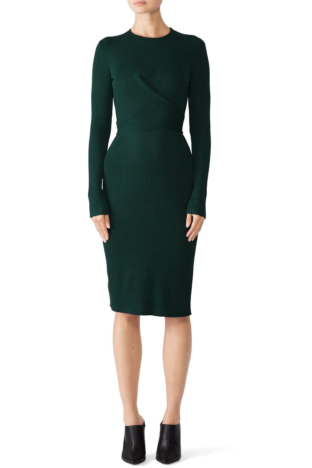 green emerald velvet dress ADELYN RAE Midi Dress main image 0