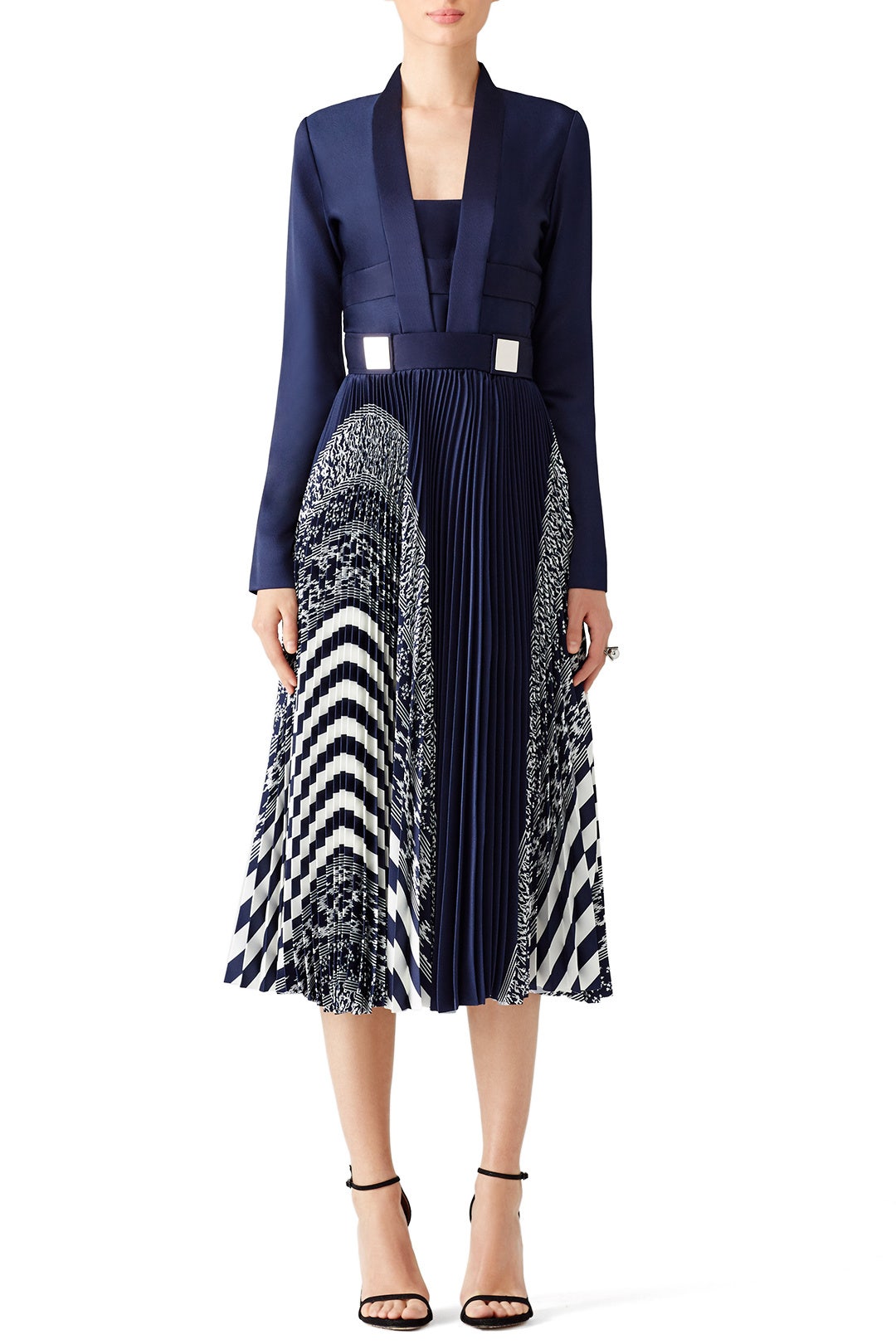 Blue Printed Pleated Dress by Carven | Rent the Runway