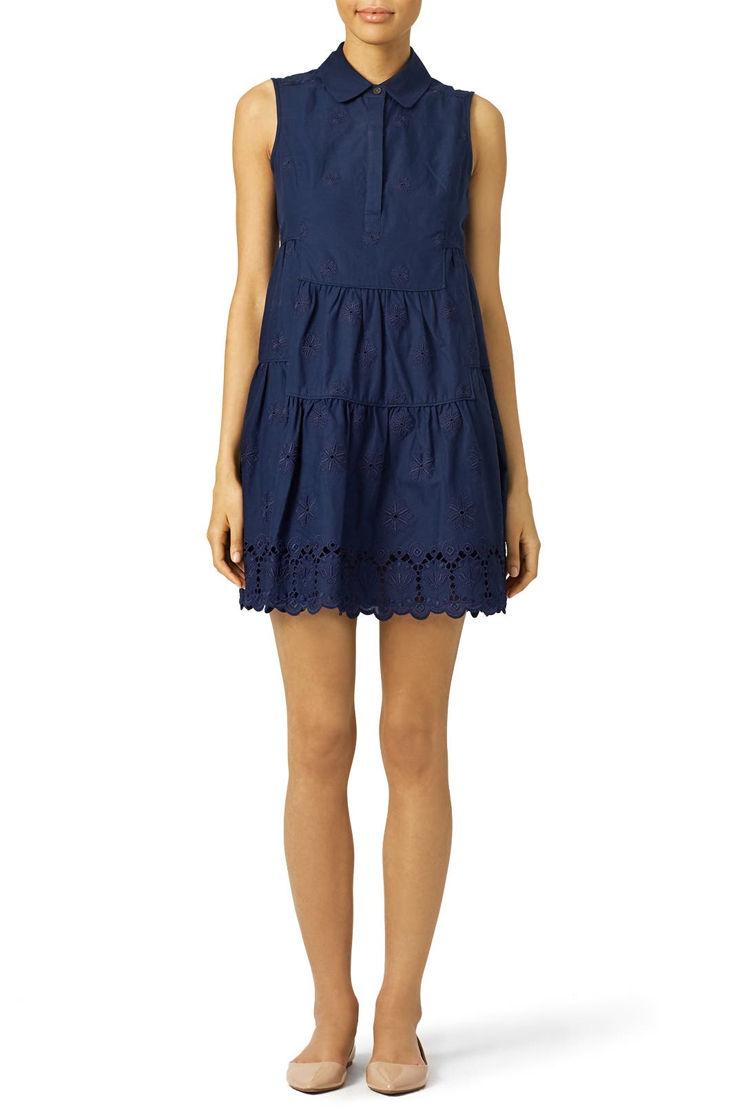 Navy Kit Cotton Eyelet Shirtdress by Diane von Furstenberg