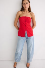 Strapless Buttoned Long Top by Endless Rose