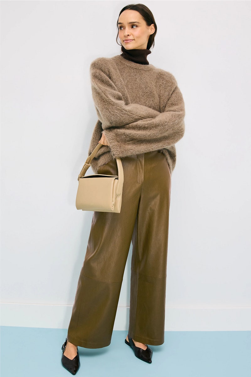 Green Faux Leather Wide Leg Pants by Rosetta Getty x RTR - Photo 0