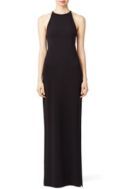 Black Cotton Modal Halter Maxi by Theory