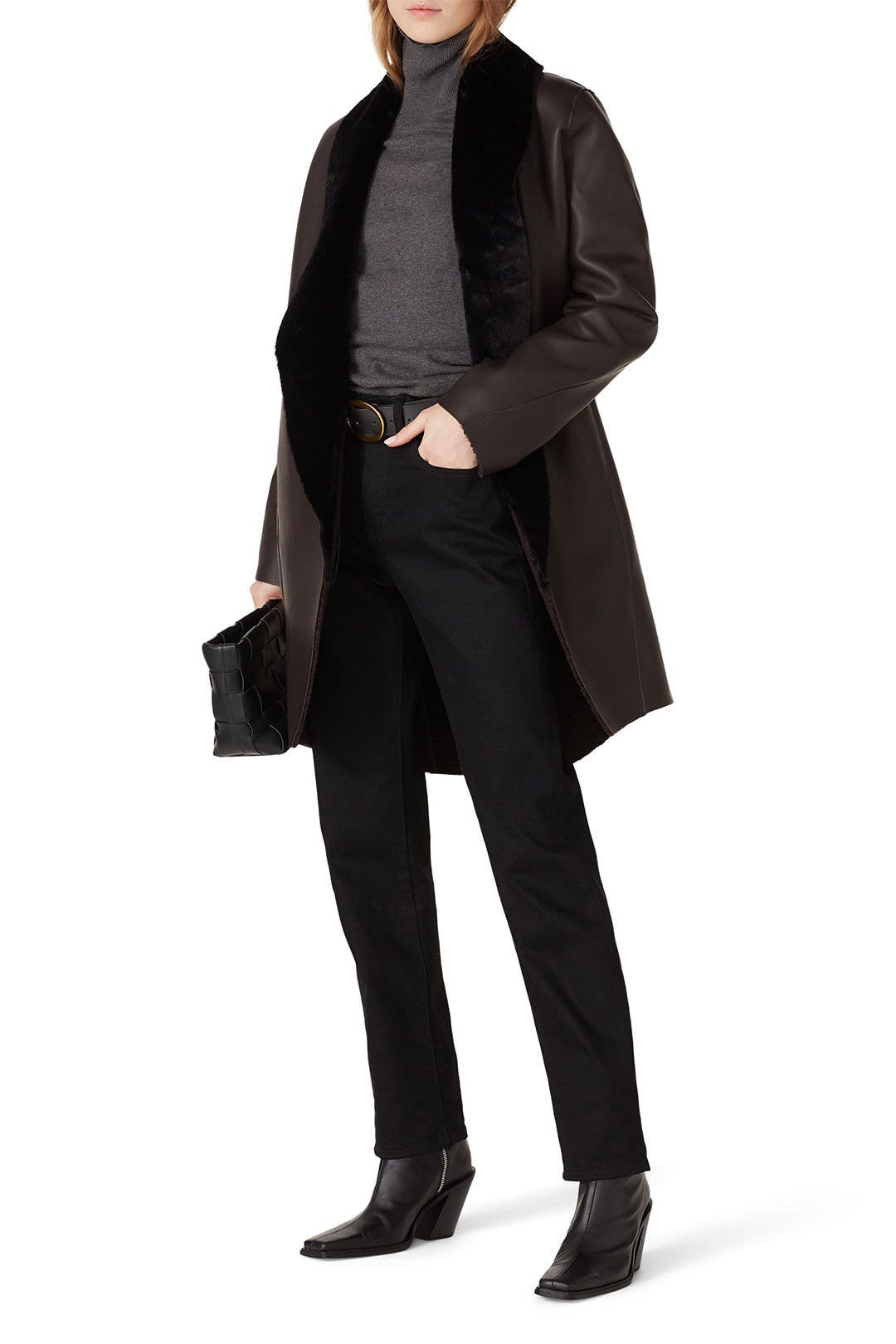 Brown Faux Leather Coat by Victor Alfaro x RTR 0