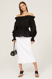 Smocked Off the Shoulder Top by Adam Lippes x RTR
