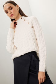 Button Cable Knit Sweater by Maje