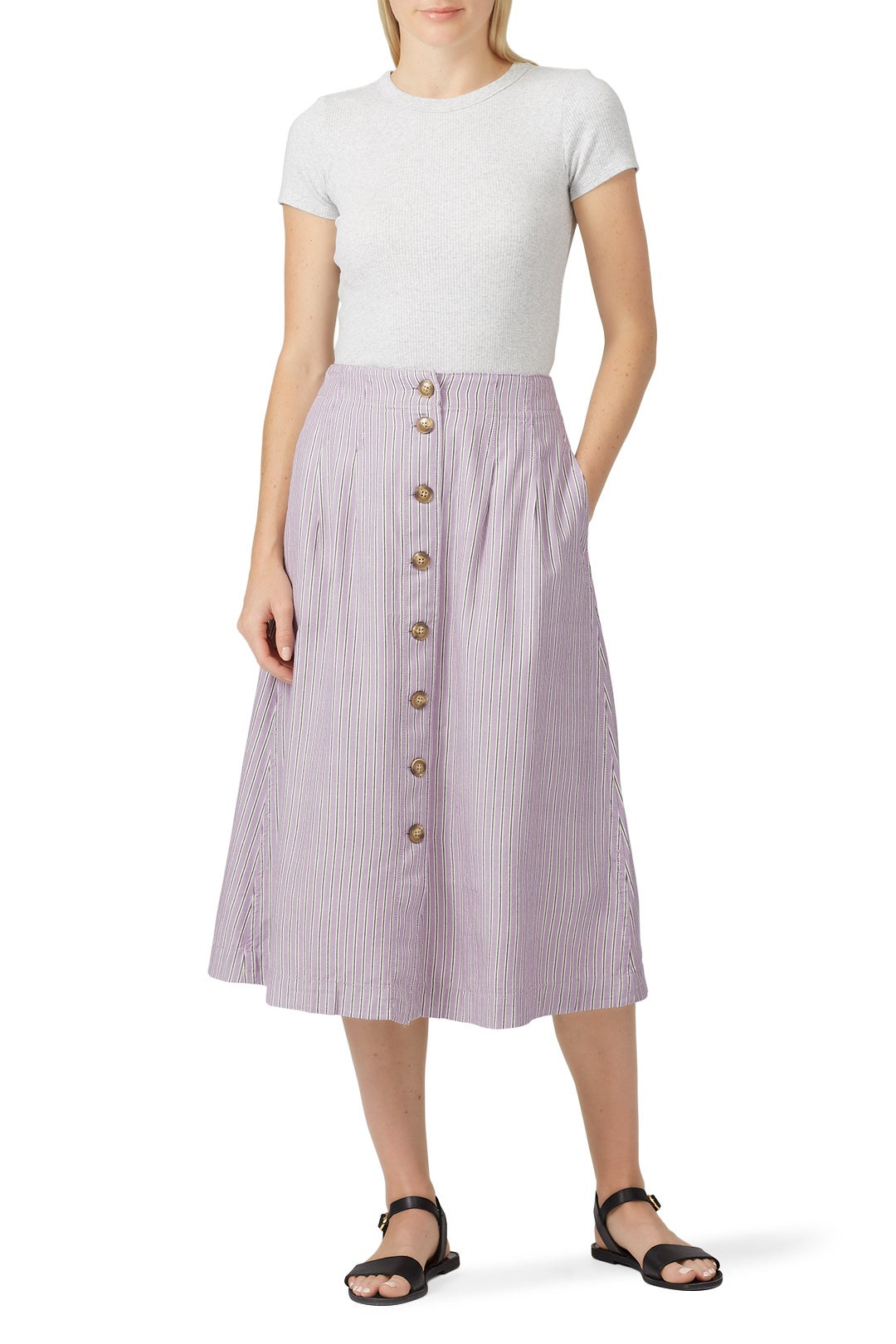 Patio Button Front Midi Skirt by Madewell 0