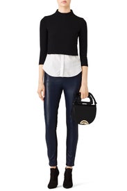 Navy Faux Leather Leggings by Slate & Willow