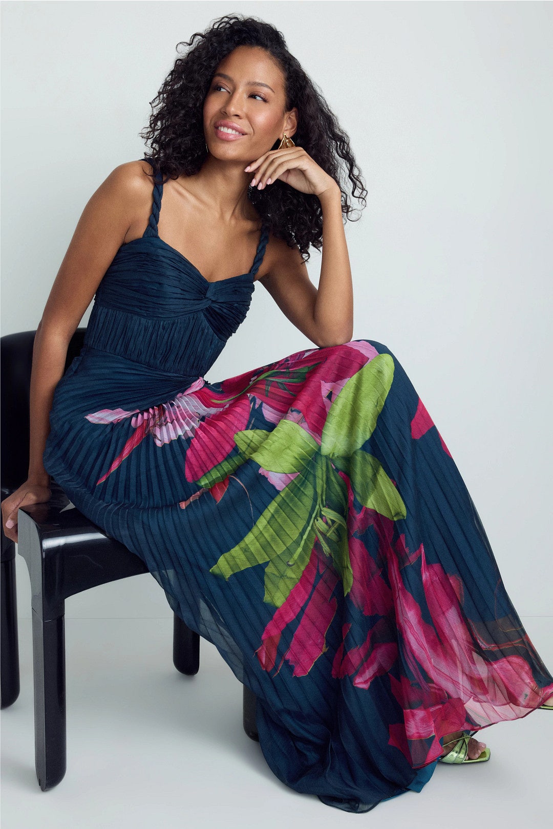 Drea Pleated Floral Gown by AMUR 0