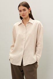 Linen Button Front Top by Club Monaco