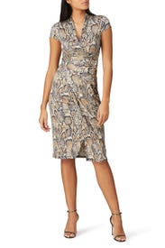 Snake Printed Faux Wrap Dress by Great Jones