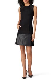 Black Faux Leather Trim Shift by KF/KaufmanFranco x RTR