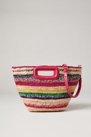 Mini Striped Basket Bag by Maje