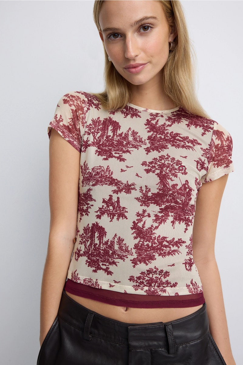 Toile Printed Mini Mesh Tee by MIAOU - Photo 0