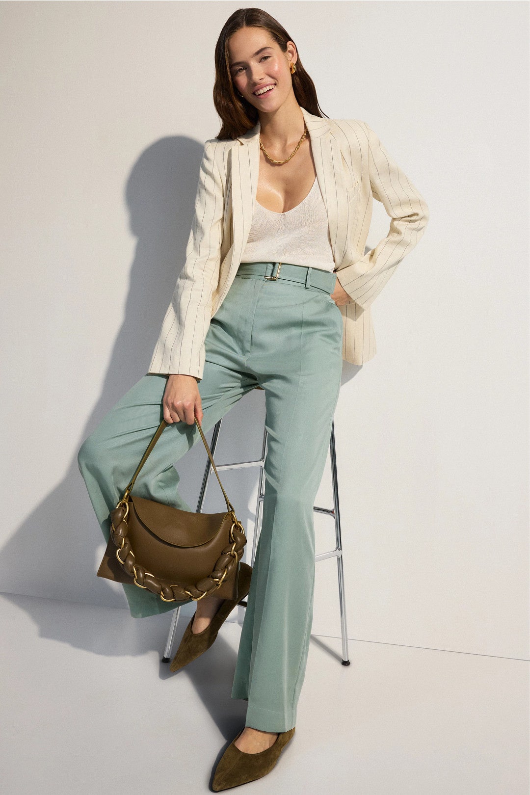 Belted Wide Leg Trouser by Matthew Bruch 0