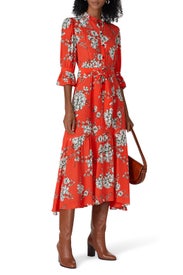 Red Floral Printed Shirtdress by Marissa Webb x RTR