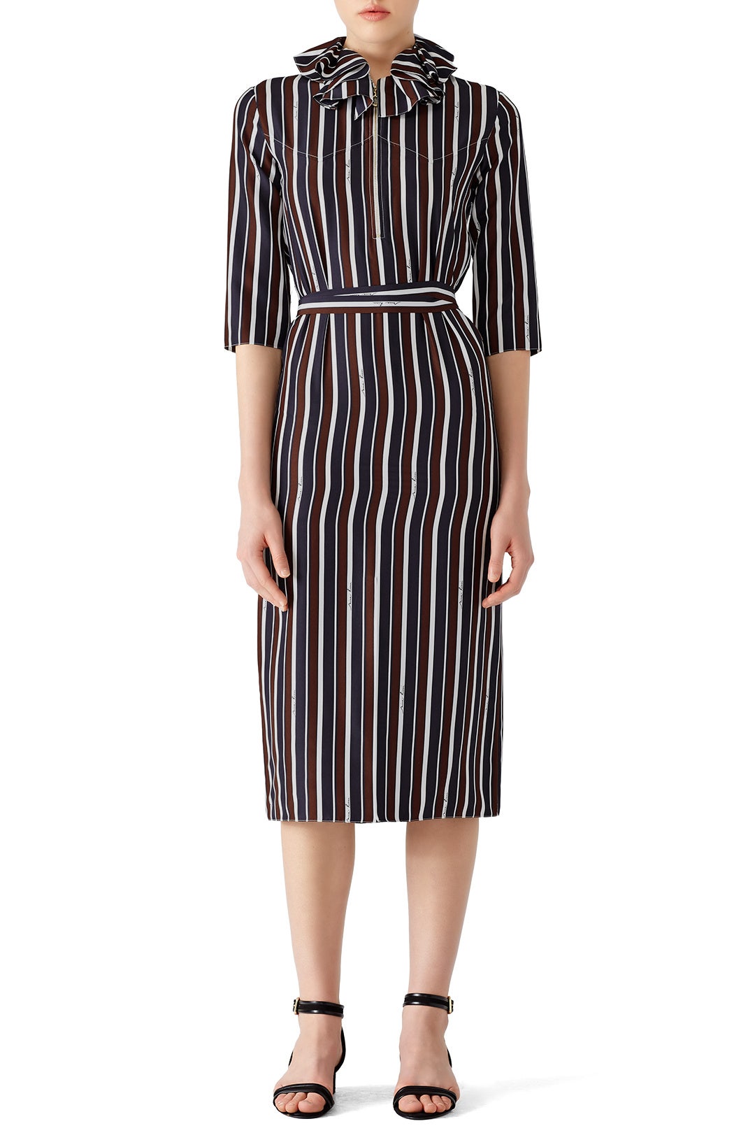 Striped Ruffle Collar Dress by Nina Ricci 0