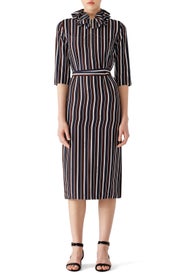 Striped Ruffle Collar Dress by Nina Ricci