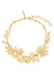 Gold Leaf Pearl Necklace by Oscar de la Renta