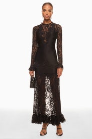 Black Long Sleeve Lace Gown by Rabanne