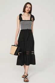 Black Smocked Midi Dress by Peter Som x RTR