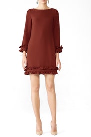 Burgundy Ruffle Shift by Sail to Sable