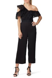 One Shoulder Frilled Jumpsuit by Self-Portrait
