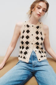 Crochet Button Front Vest by CeCe