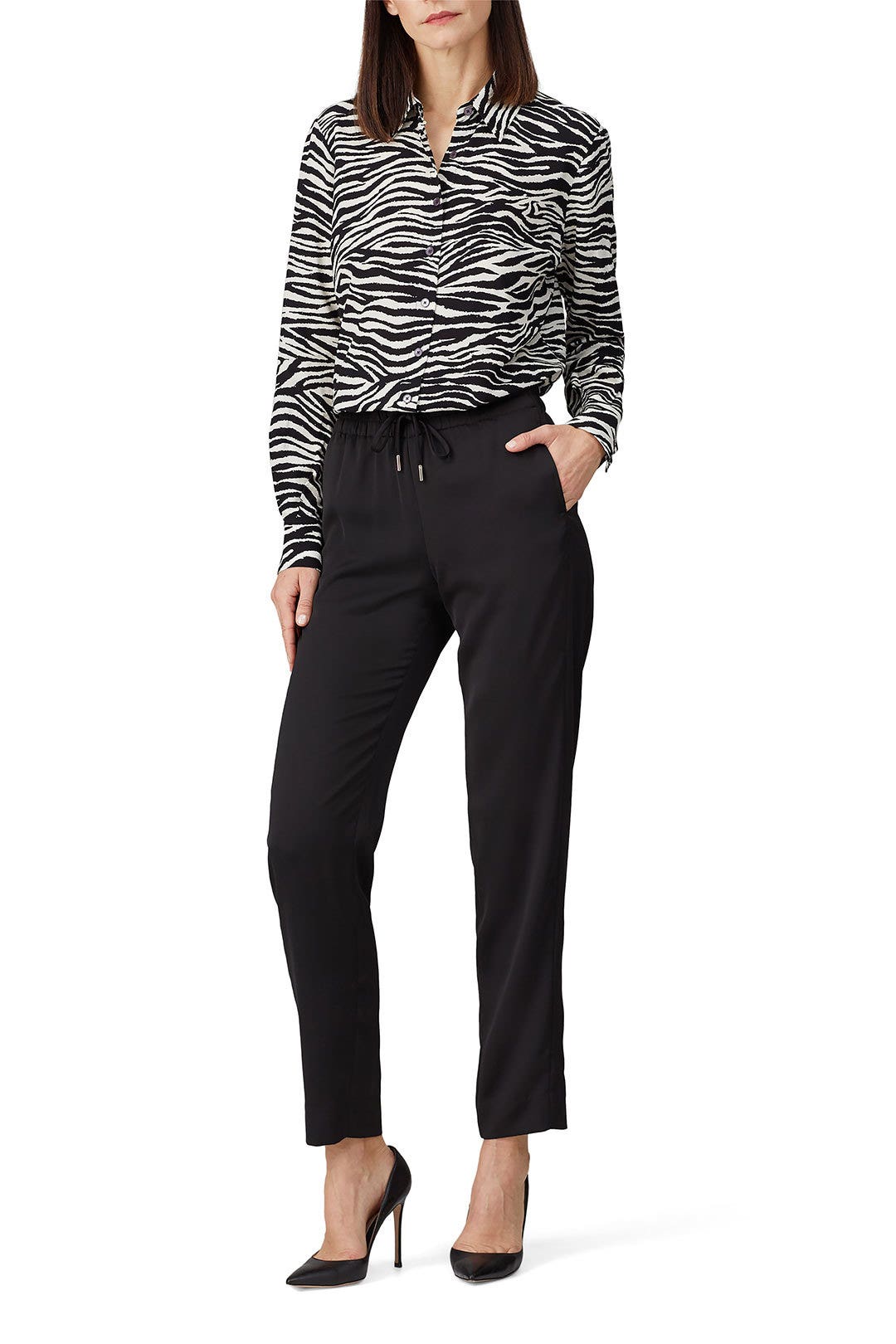 Kosma Zebra Print Button Down Shirt by Derek Lam 10 Crosby 0