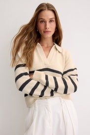 Claire Relaxed Polo Sweater by Marine Layer