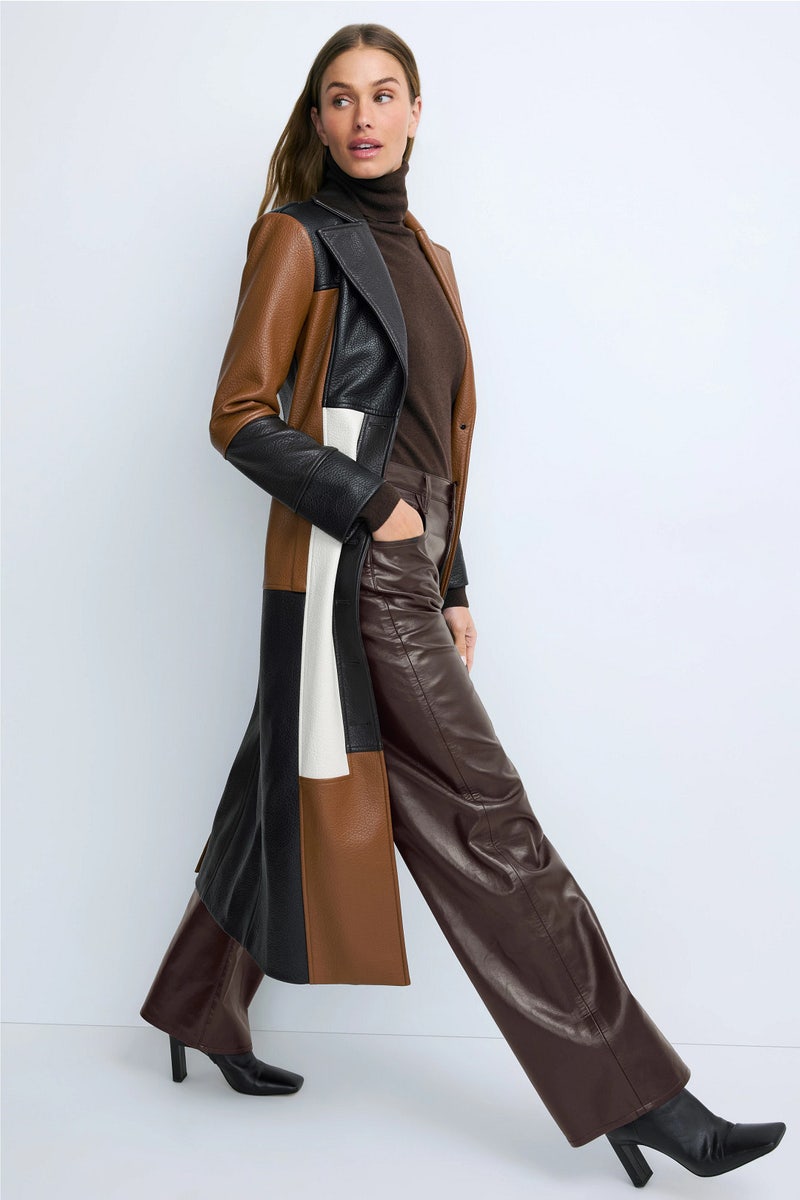 Patchwork Faux Leather Coat by Ronny Kobo x RTR - Photo 0