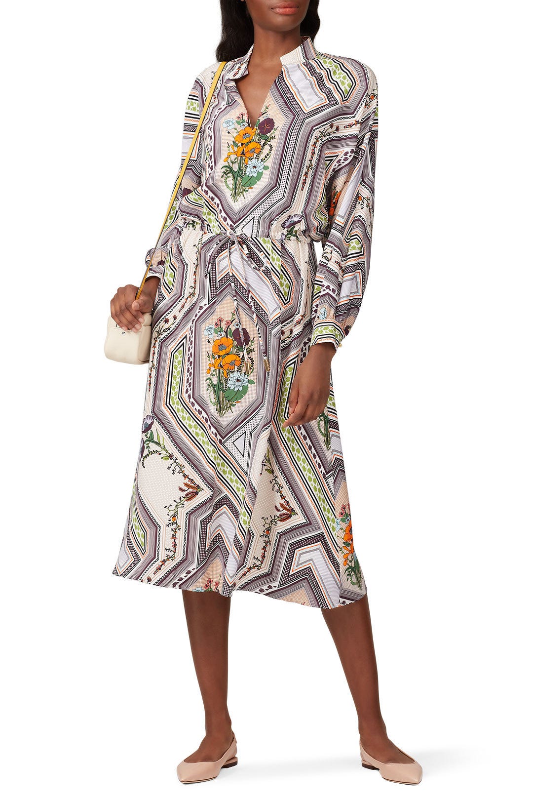 Ivory Homage Printed Dress by Tory Burch 0
