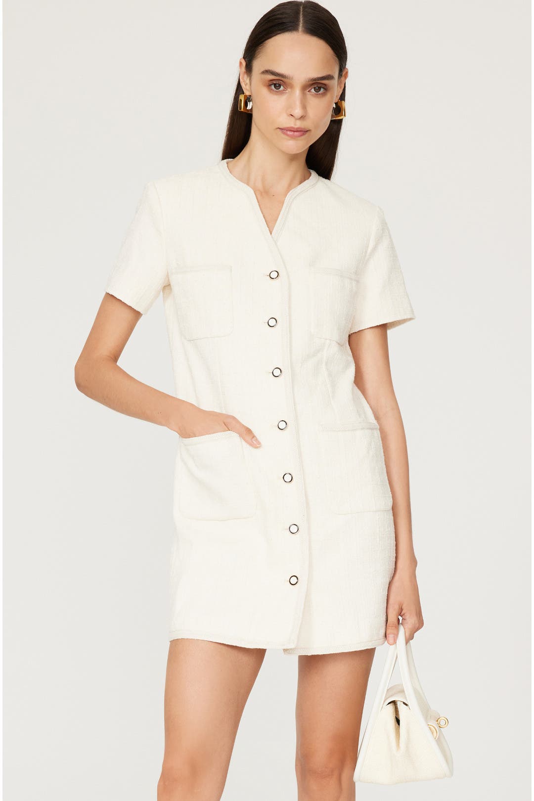 ワンピース Classic Tweed Belted Dress/white Classic Tweed Dress by DUNST | Rent the Runway
