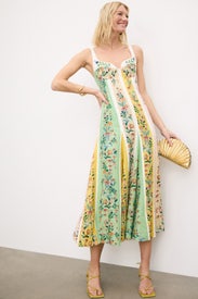 Delicate Floral Stripes Midi Dress by FARM Rio