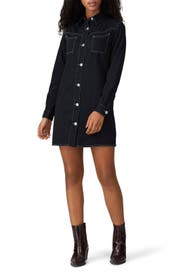 Black Denim Western Shirt Dress by GANNI