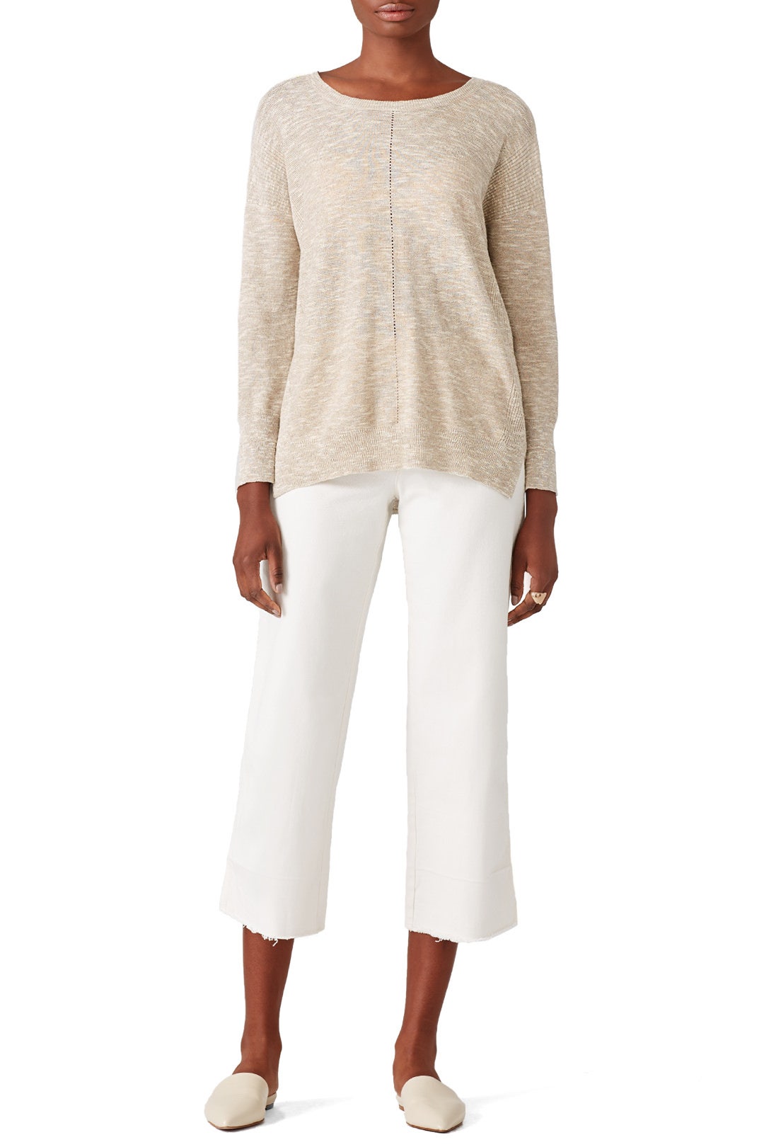 Beige Linen Sweater by HALSTON 0