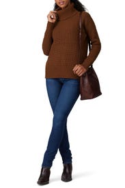 Brown Waffle Knit Turtleneck by Lauren Ralph Lauren
