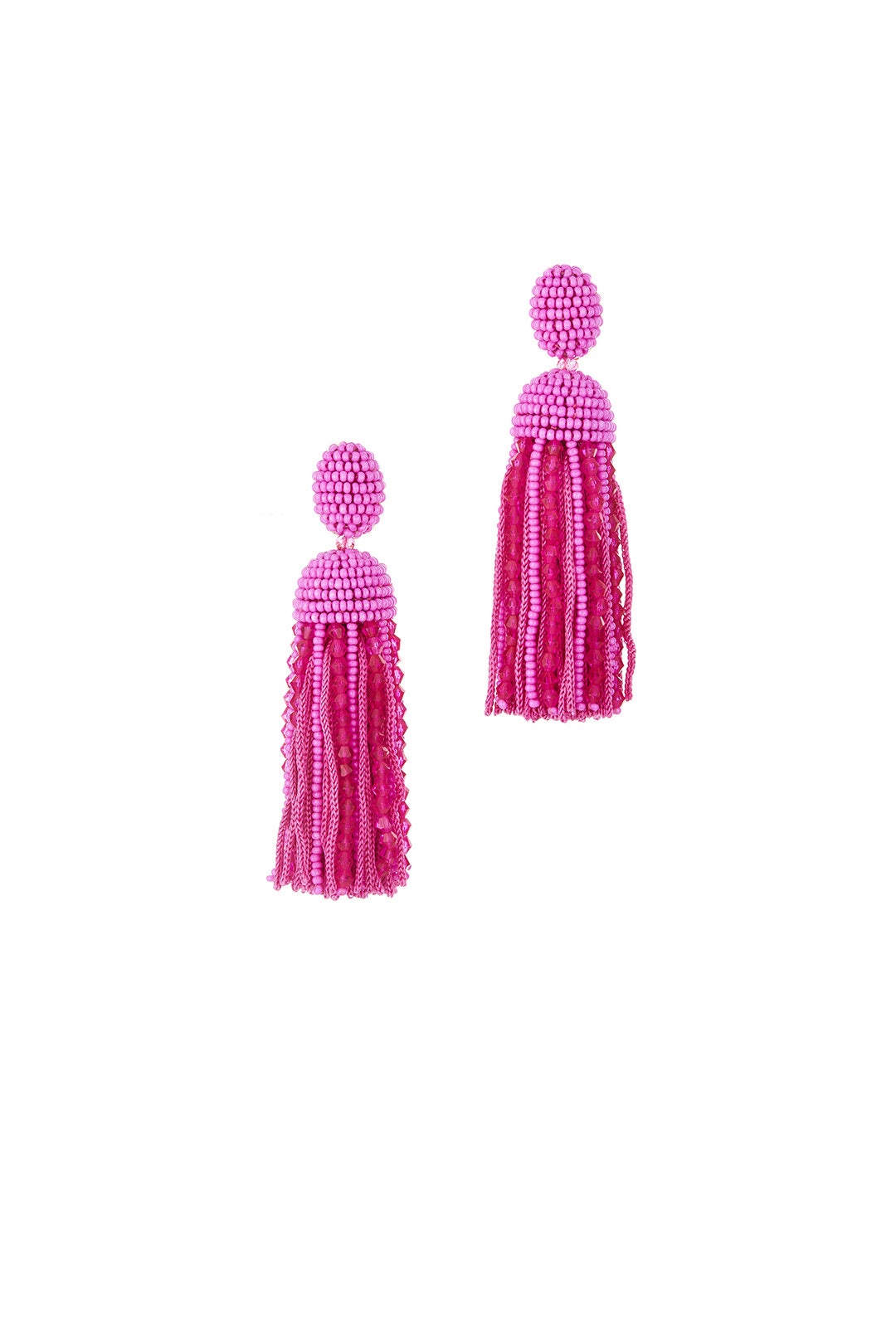 Pink Beaded Tassel Earrings by Oscar de la Renta 0
