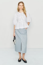 Cotton Poplin Peplum Blouse by GANNI