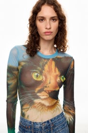 Cat Graphic Mesh Top by JW Anderson