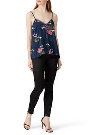 Navy Floral Tank by Nicole Miller