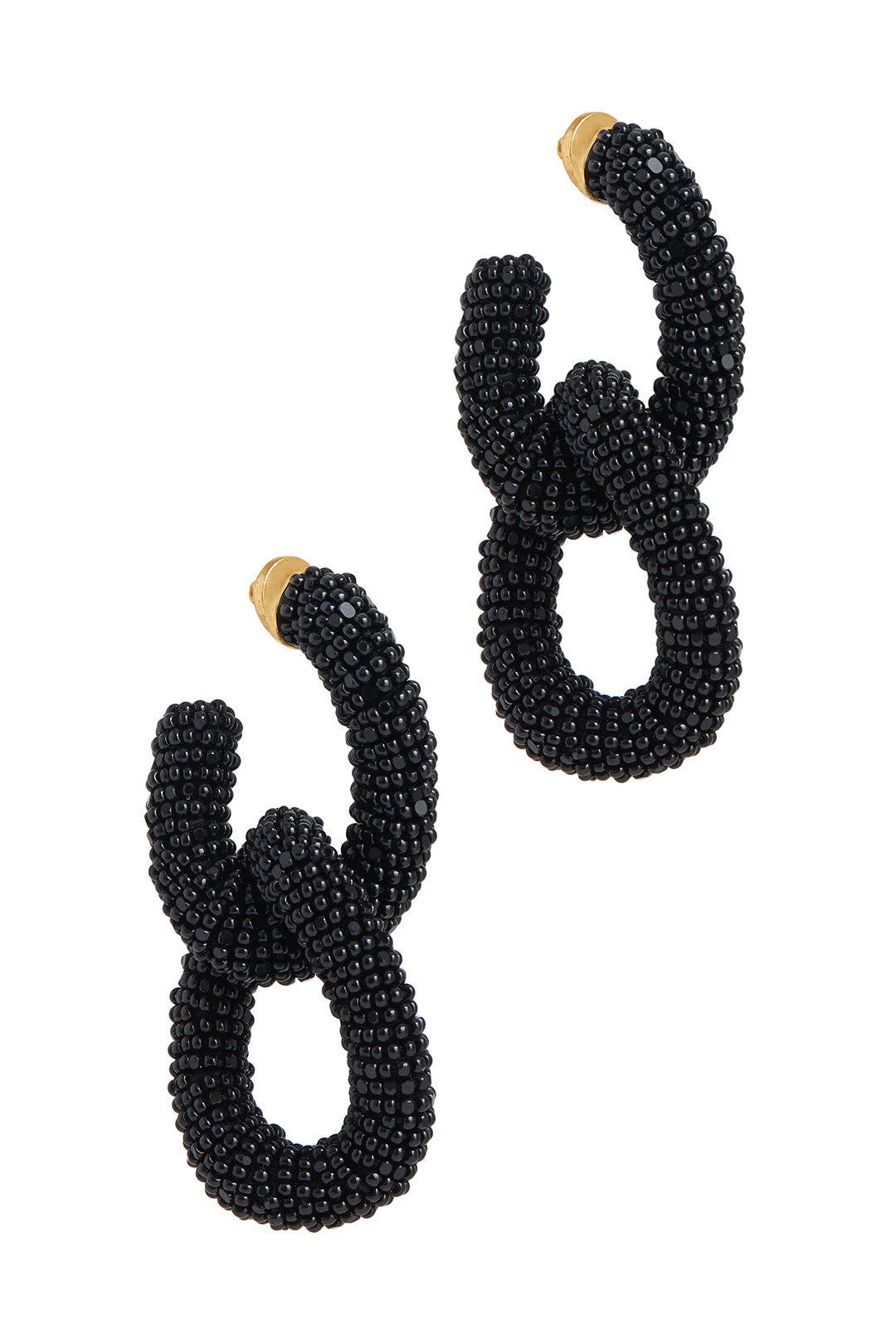 Black Beaded Link Earrings by Oscar de la Renta 1