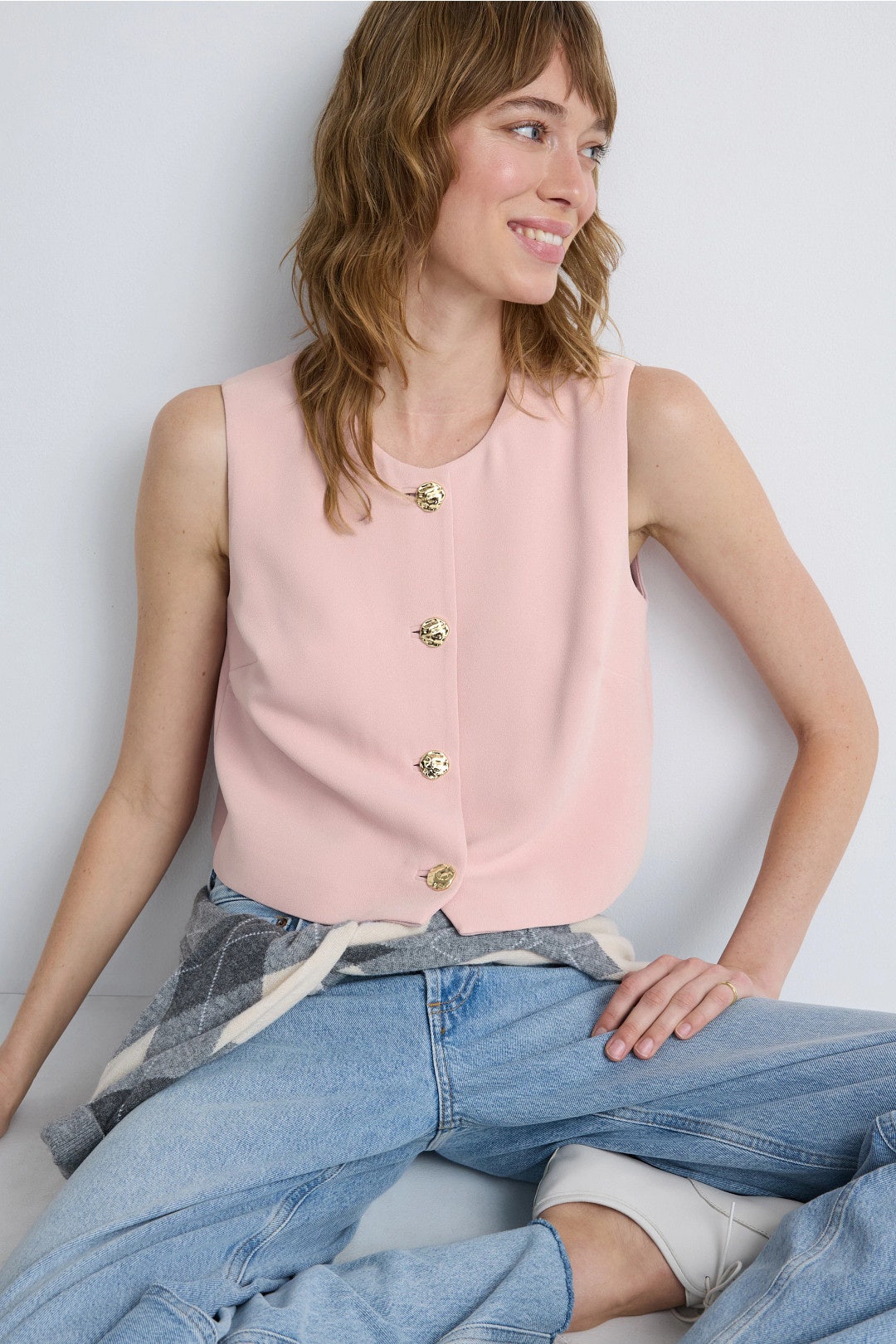 Button Front Sleeveless Top by Adam Lippes x RTR 0
