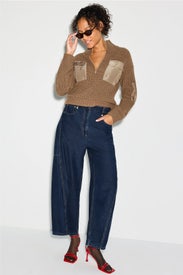 Clyde Patch Detail Quarter Zip Sweater by Baum und Pferdgarten