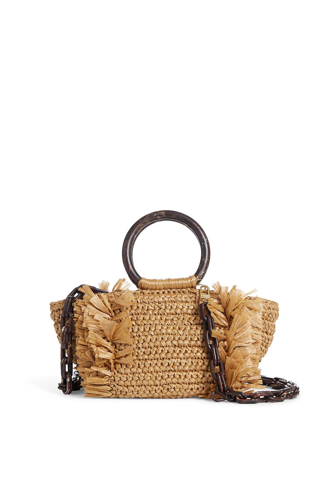 Khaki Corallina Raffia Bag by Carolina Santo Domingo