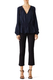 Navy Peaking Lace Tie Top by Derek Lam 10 Crosby