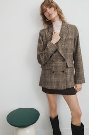 Brown Plaid Winston Blazer by Reformation