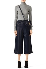Navy Faux Leather Culottes by Slate & Willow